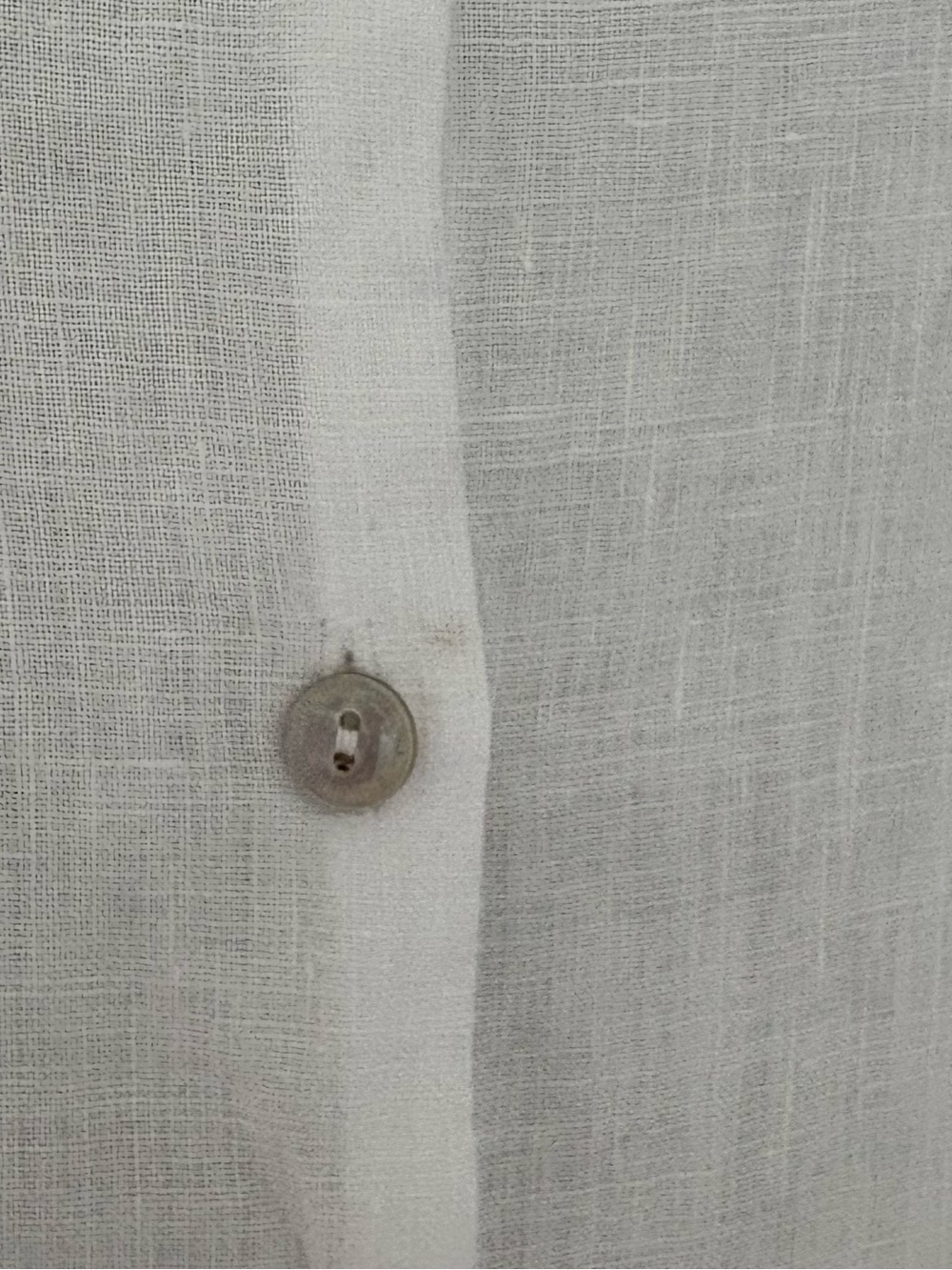 Eileen Fisher Irish Linen Tunic White Mother of Pearl Buttons Classy Elevated L - Picture 4 of 9